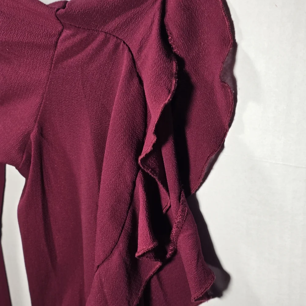 Vince Burgandy 3/4 Sleeve Tiered Bubble size Large BOHO chic Whimsical Flowing - Picture 5 of 7